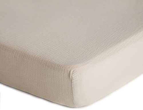 mushie Extra Soft Muslin Fitted Crib Sheet | 28"x 52" (Fog) | Amazon (US)