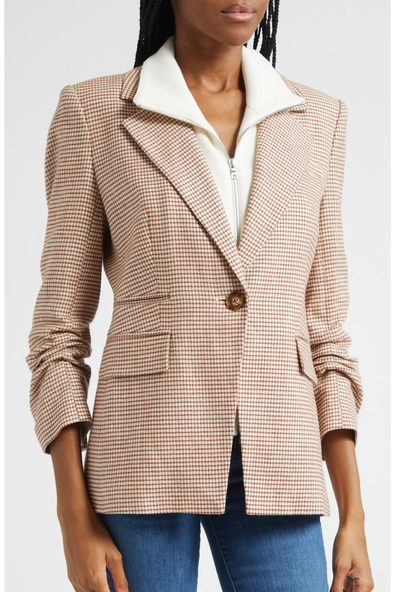 Veronica Beard Battista Houndstooth Check Dickey Jacket (Women) | Nordstrom | Nordstrom
