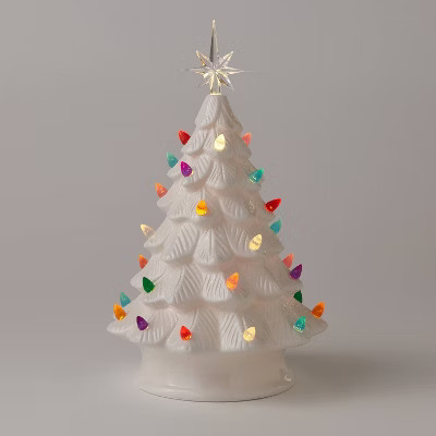 14.5" Battery Operated Lit Ceramic Christmas Tree White - Wondershop™: Multicolored Bul... | Target