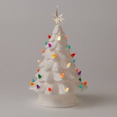 14.5" Battery Operated Lit Ceramic Christmas Tree White - Wondershop™ | Target