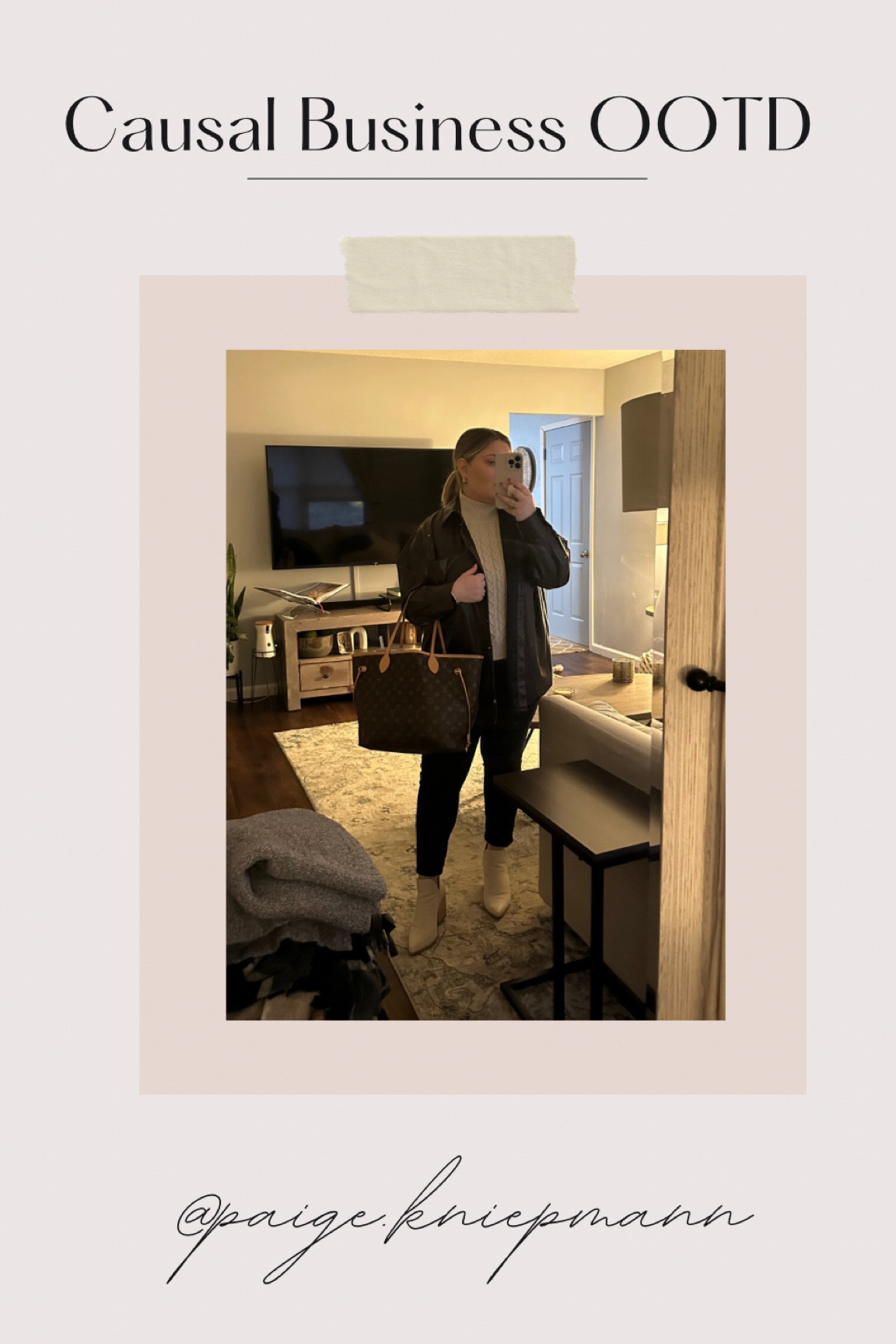 Causal business outfit! 
Use code: paigekniep for $$ off at loopycases.com
#shacket #jeans #winter #booties #loopy 

#LTKunder100 #LTKSeasonal #LTKunder50