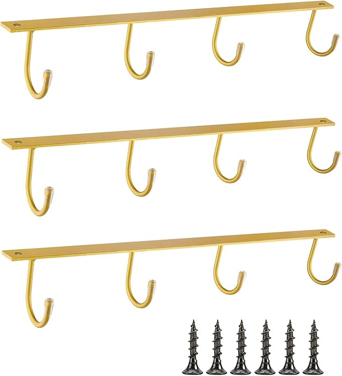 Mug Hanger Under Cabinet 3 Pcs Iron Mug Rack Wall Mounted Coffee Cup Rack Storage Organizer for K... | Amazon (US)