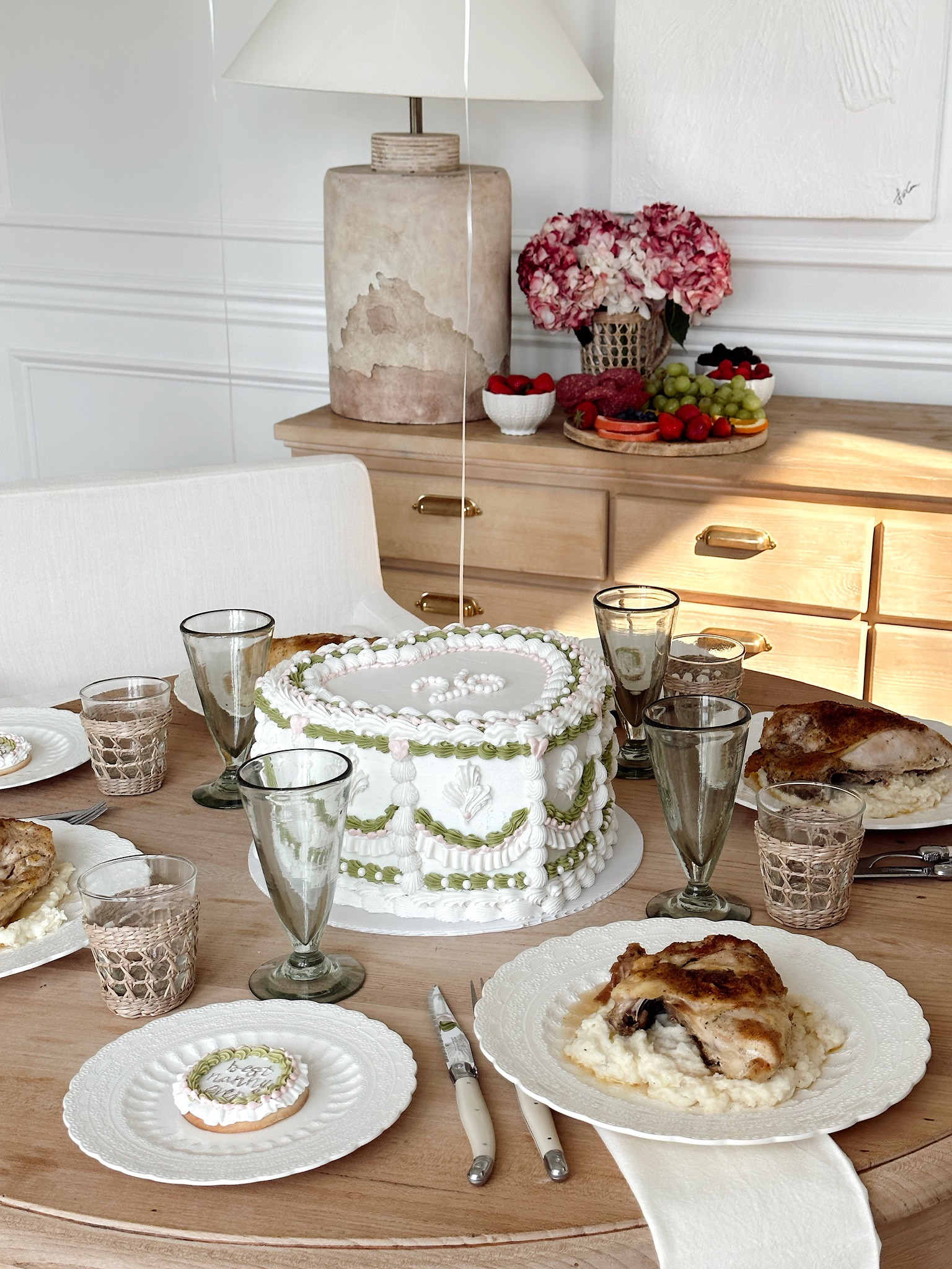 Birthday lunch setup! Plates, lamp, chair, and glasses are linked.

#LTKFind #LTKhome