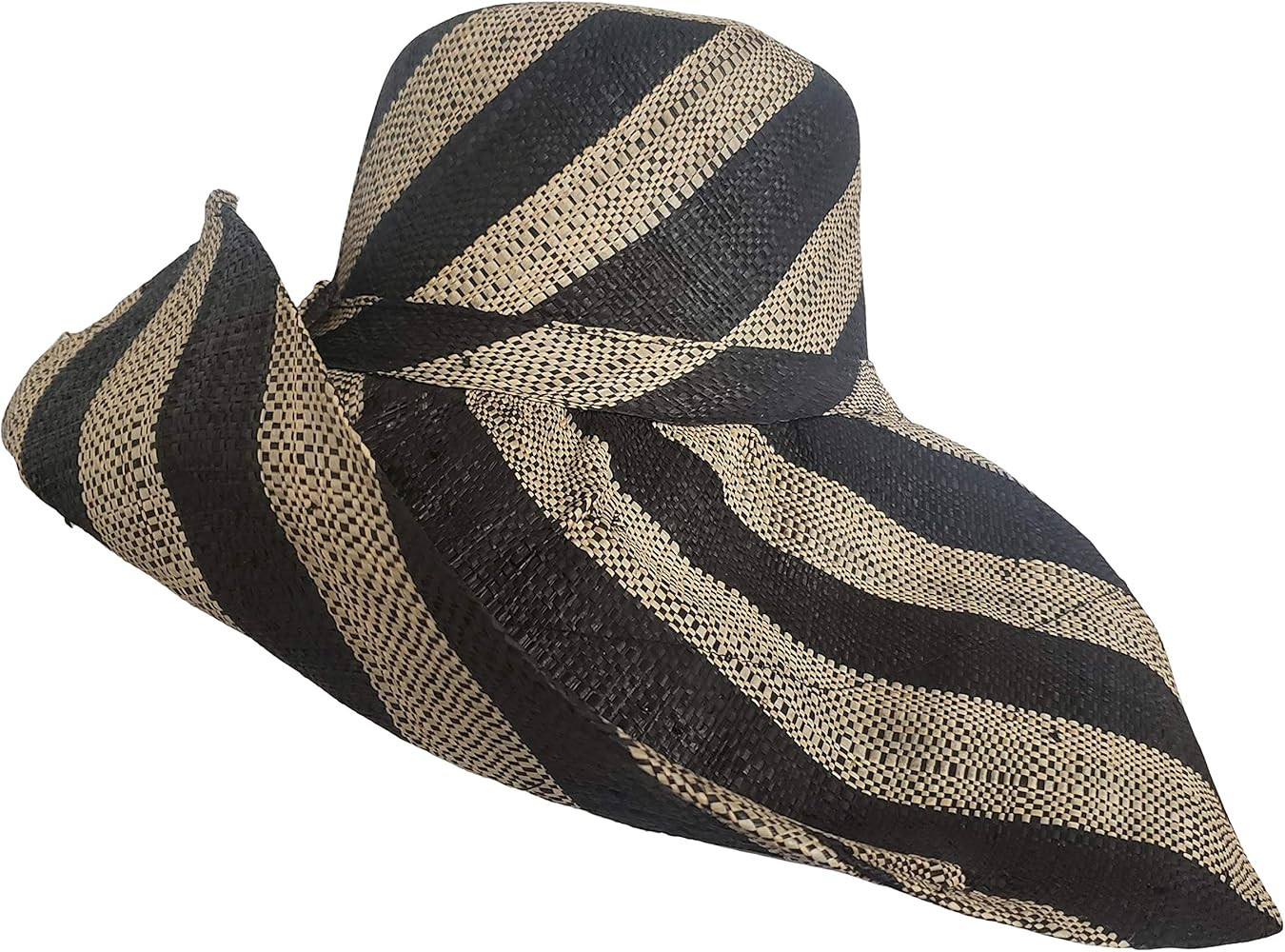 Adowa: Authentic African Hand Made Black and Natural Madagascar Big Brim Raffia Sun Hat | Amazon (US)