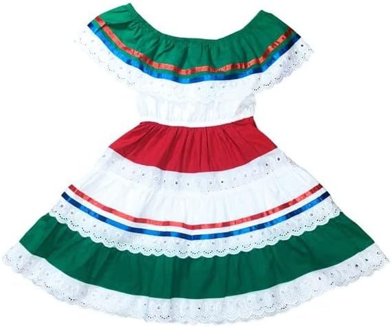 Girl's Traditional Mexican Birtday, Christmas, Cinco De Mayo, Cultural Fiesta Dress with Lace & R... | Amazon (US)