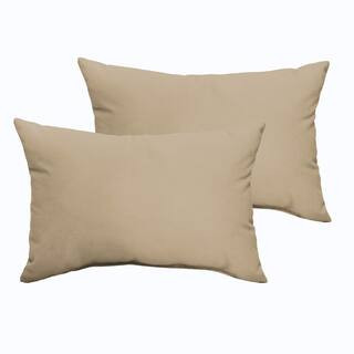 Beige Rectangular Outdoor Knife Edge Lumbar Pillows (2-Pack) | The Home Depot