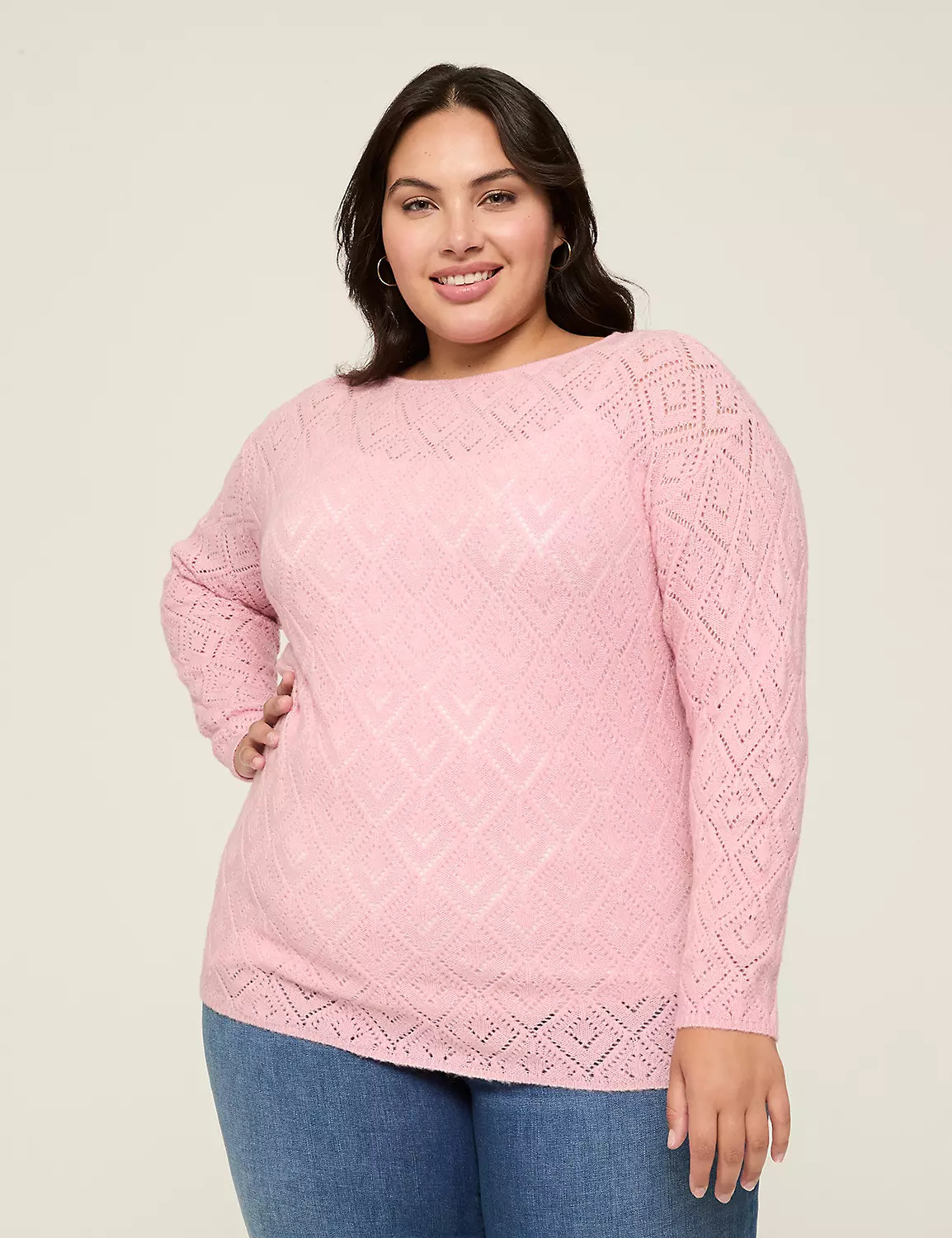 Pointelle Stitch Boatneck Sweater | Lane Bryant (US)