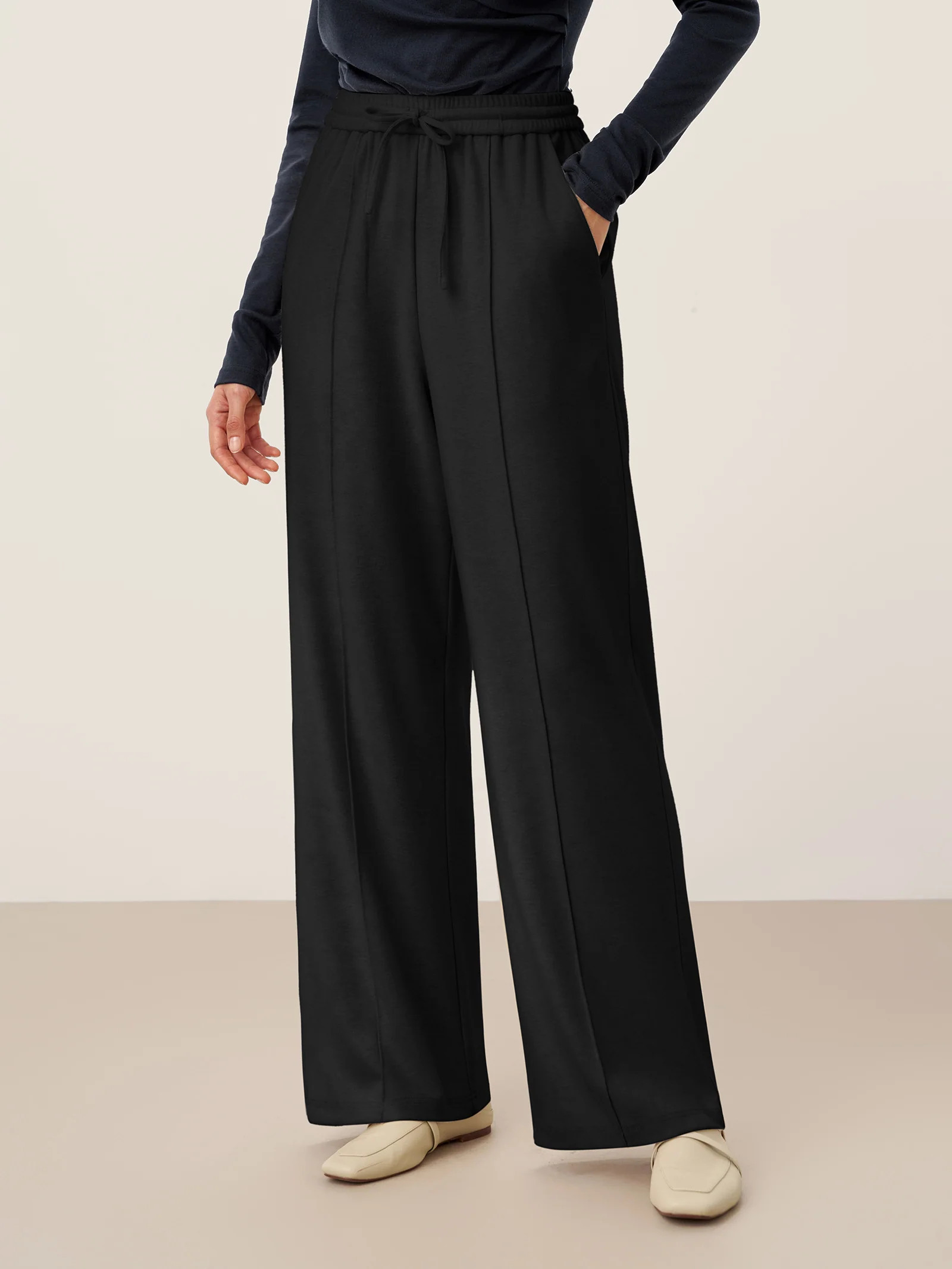 Lyocell-Blend Sculpted Pin-Tuck Drawstring Straight Trousers TAMSIN | LINTICO