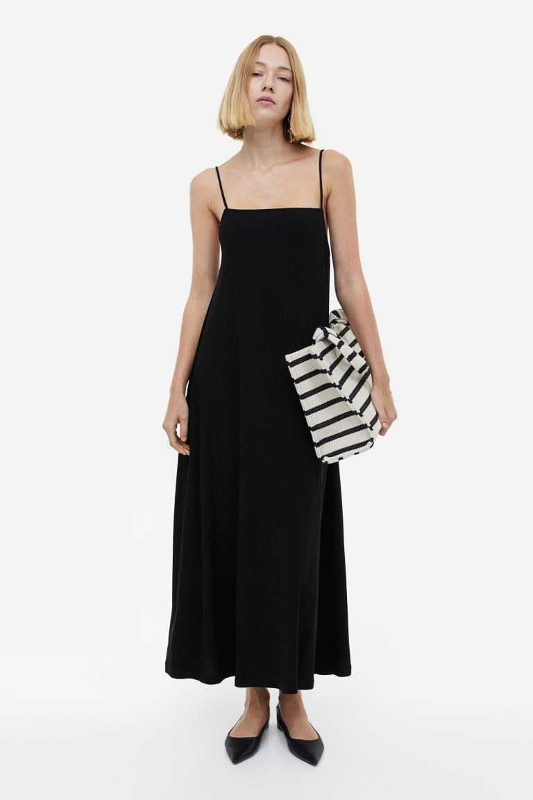 Textured Slip Dress - Black - Ladies | H&M US | H&M (US + CA)