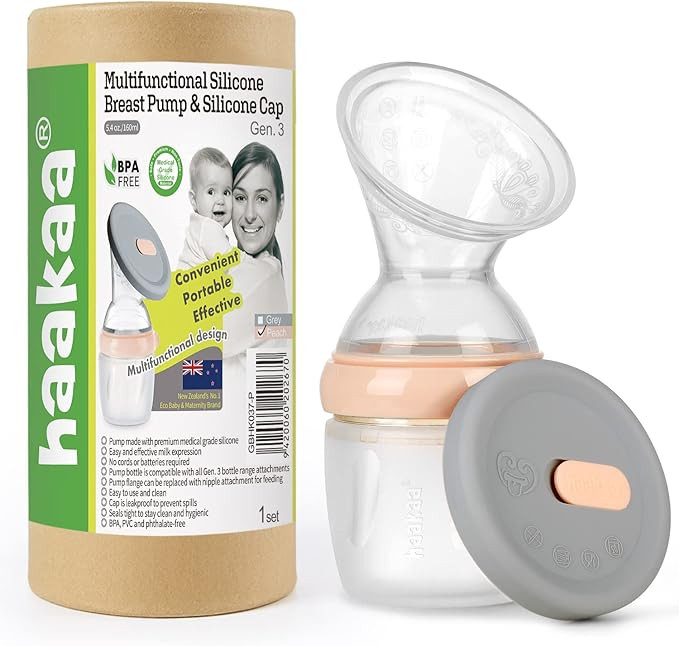 haakaa Gen.3 Manual Breast Pump with Cap Combo 5.4oz/160ml | Multi-Functional Silicone Breast Pum... | Amazon (US)