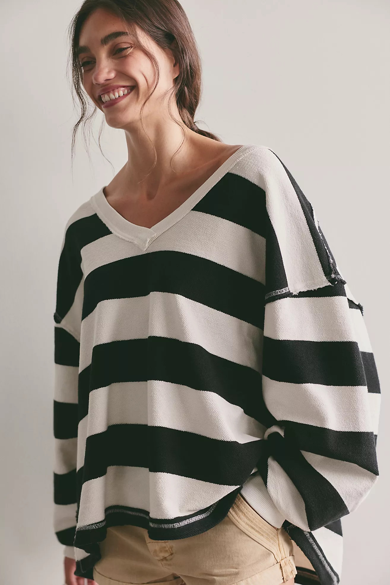 We The Free Venice V-Neck Striped Sweatshirt | Free People (Global - UK&FR Excluded)