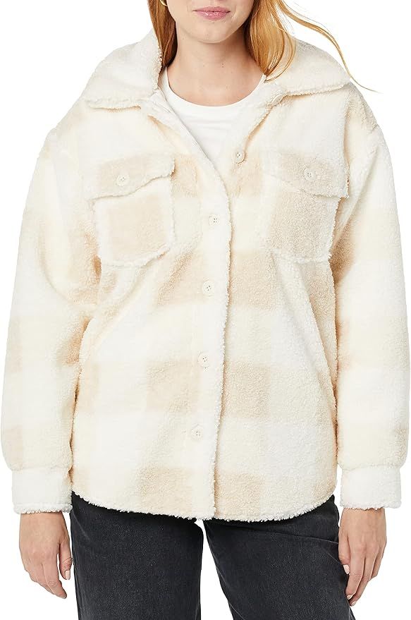 Goodthreads Women's Oversized Teddy Sherpa Shirt Jacket | Amazon (US)