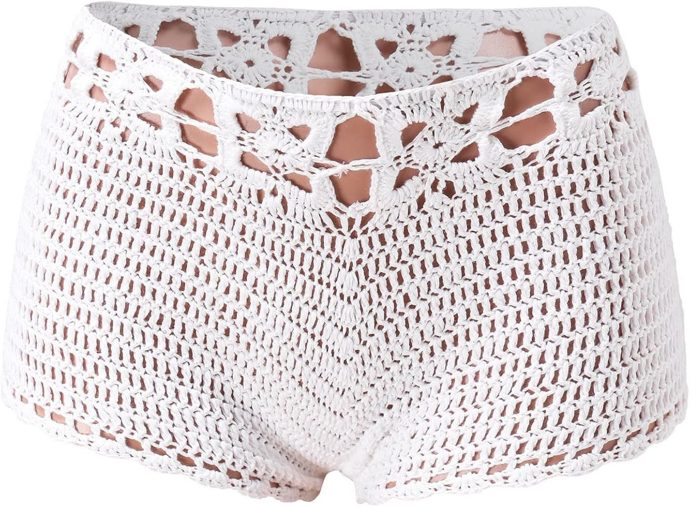 Short Shorts for Women Casual Knitted Crochet Comfort Elastic Waist Solid Color Hollow Out Summer... | Amazon (US)