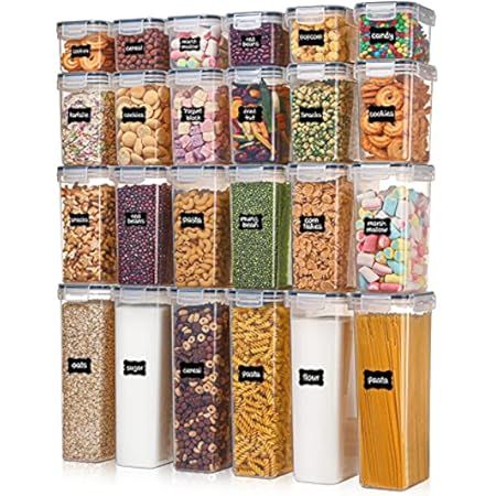 Amazon Basics 5-Piece Square Airtight Food Storage Containers for Kitchen Pantry Organization, BPA F | Amazon (US)