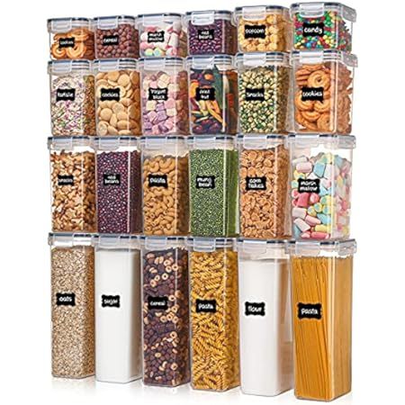 Airtight Food Storage Container Set - 24 Piece, Kitchen & Pantry Organization, BPA-Free, Plastic Can | Amazon (US)