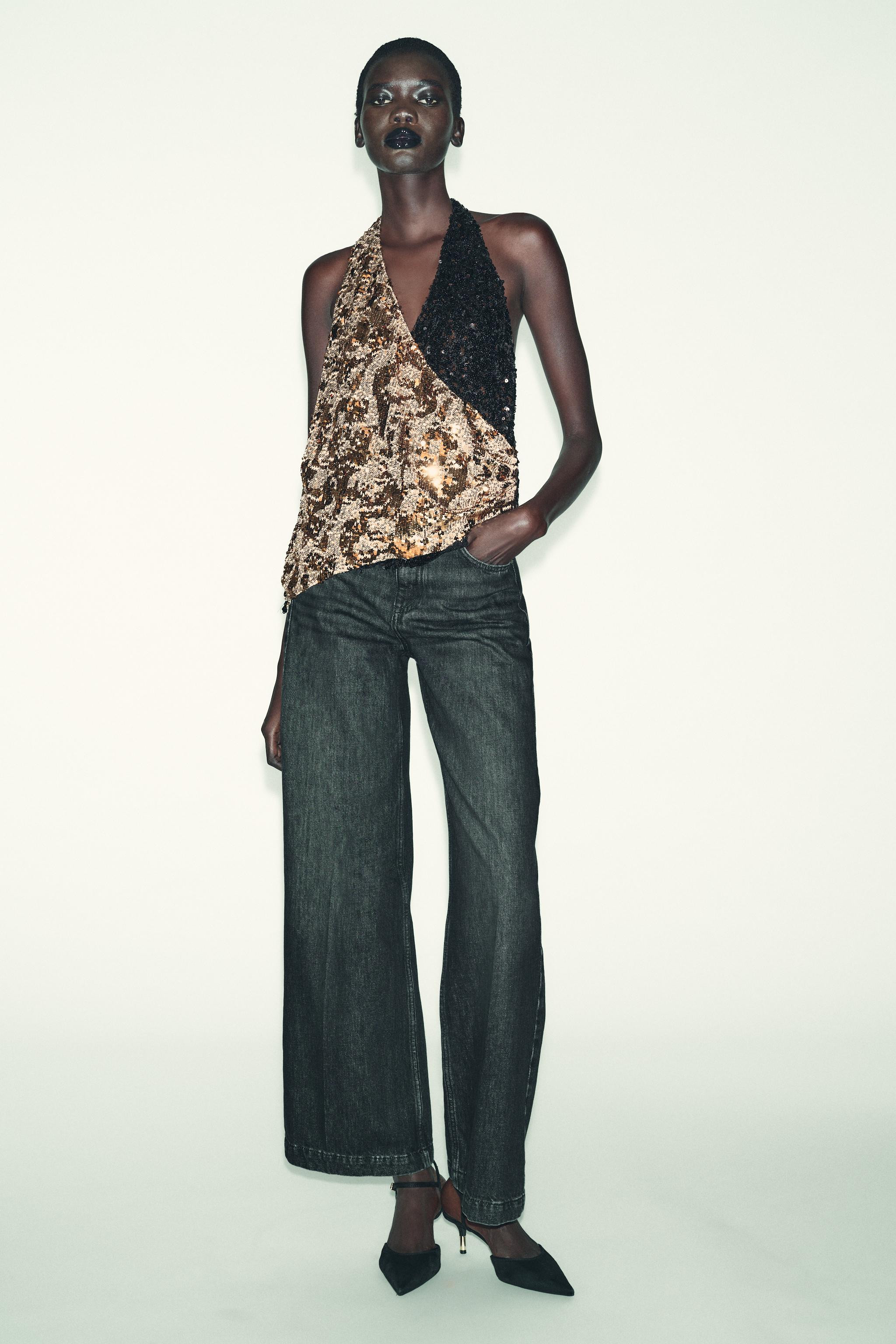 COMBINED SEQUIN HALTER TOP | Zara US