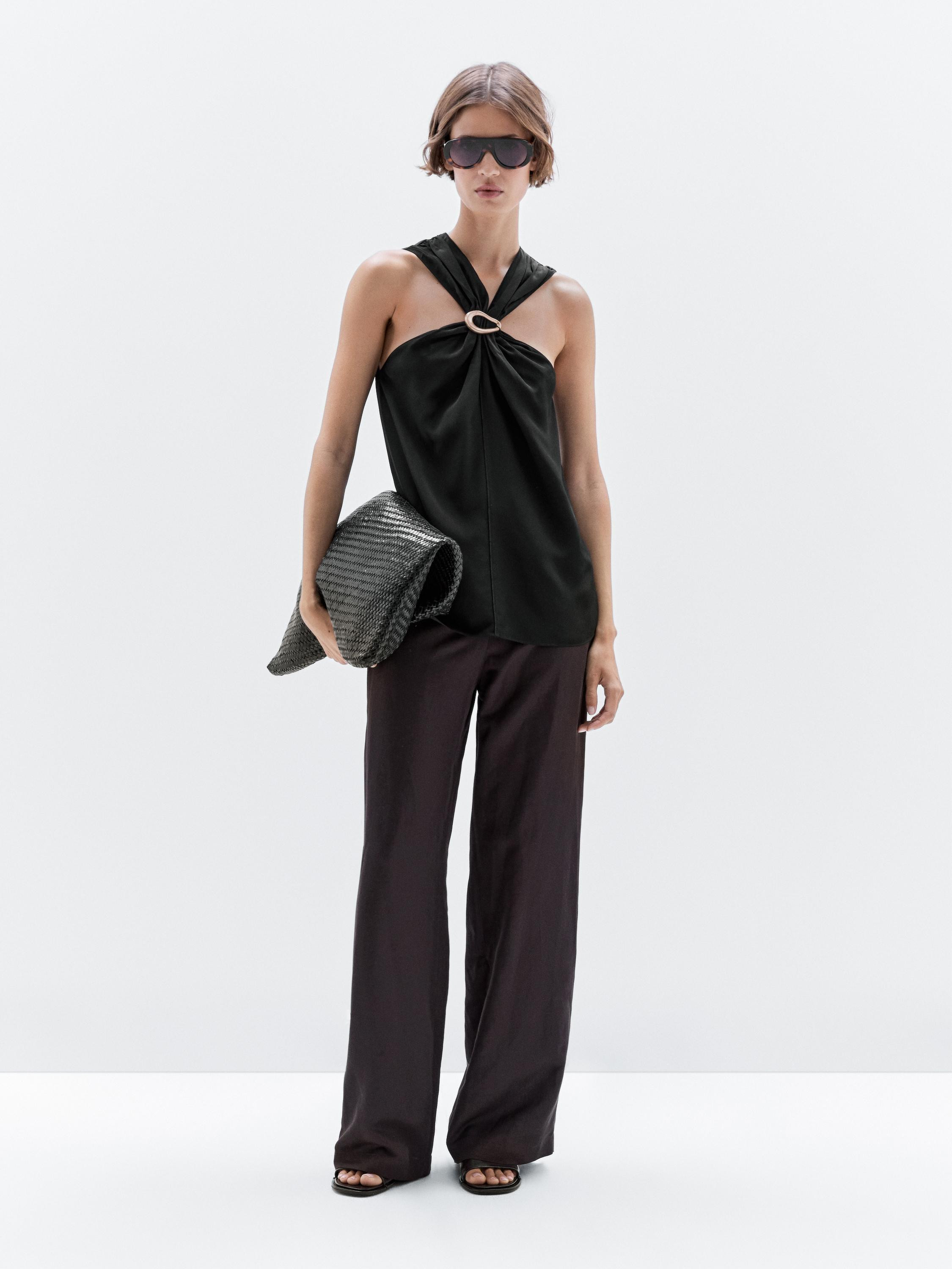 Halter top with removable brooch detail | Massimo Dutti UK