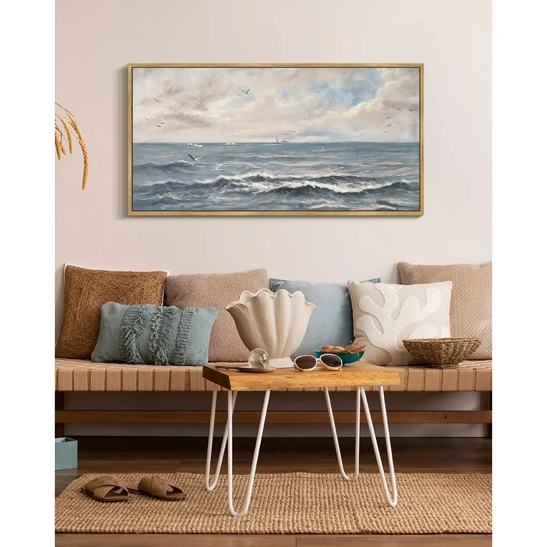 Drsoum Large 20x40in Natural Framed Vintage Sea Landscape Wall Art Ocean Retro Classic Farmhouse ... | Walmart (US)