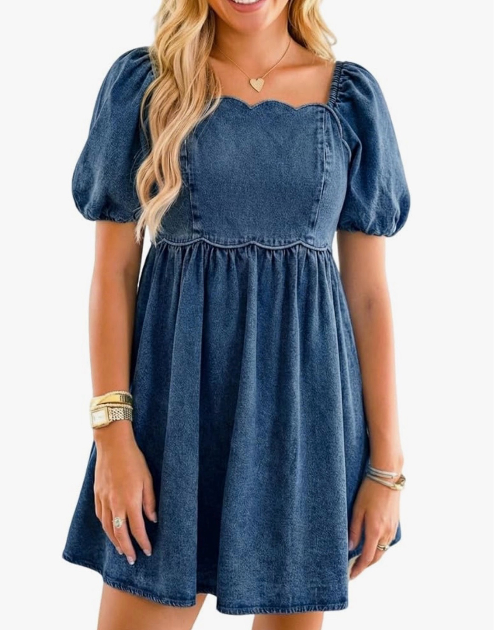 Visit the Store, POLIRO
POLIRO
Denim Dress Babydoll Jean Square Neck Puff Sleeve Casual Country Concert Dresses with Pockets for Women 2026