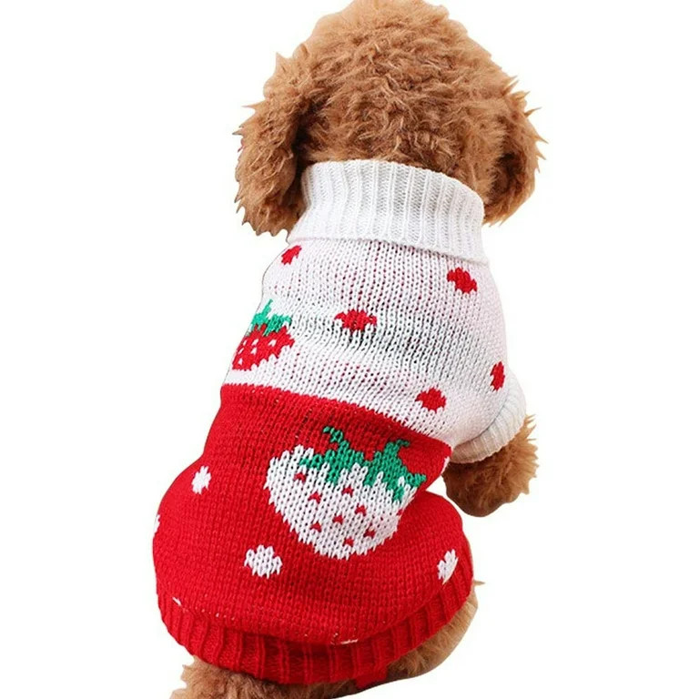 Jecikelon Pet Dog Sweaters Classic Knitwear Turtleneck Winter Warm Puppy Clothing Cute Strawberry... | Walmart (US)