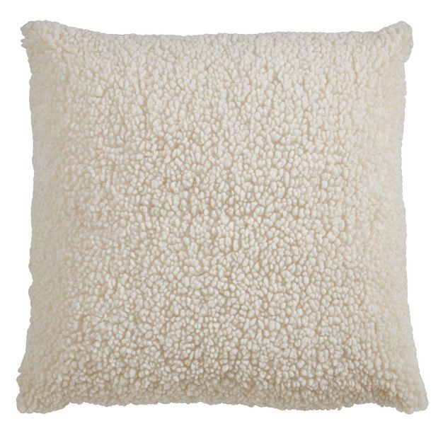 18"x18" Faux Fur Throw Pillow Cover Ivory - Saro Lifestyle | Target
