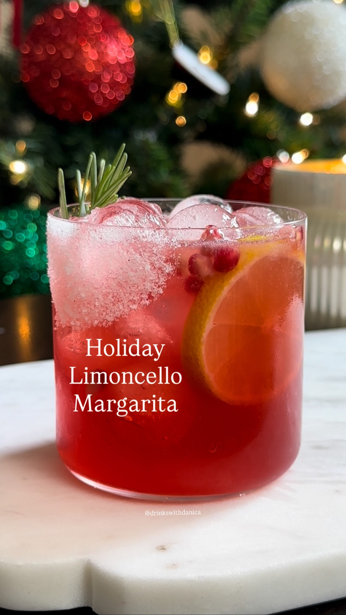 Holiday Limoncello Margarita 

Follow me on Instagram and TikTok @drinkswithdanica for this recipe and more. Recipe is also at www.drinkswithdanica.com 