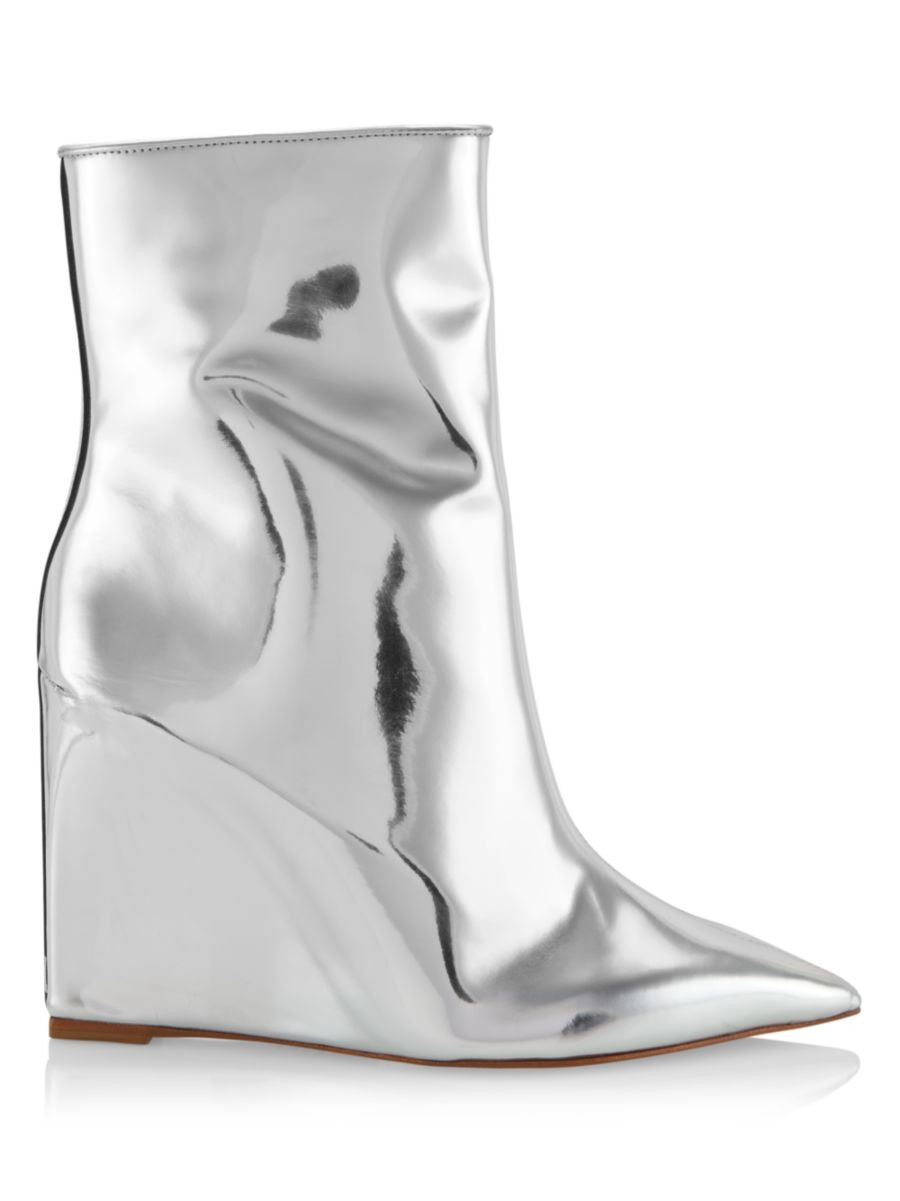 Asya 100MM Metallic Leather Wedge Booties | Saks Fifth Avenue