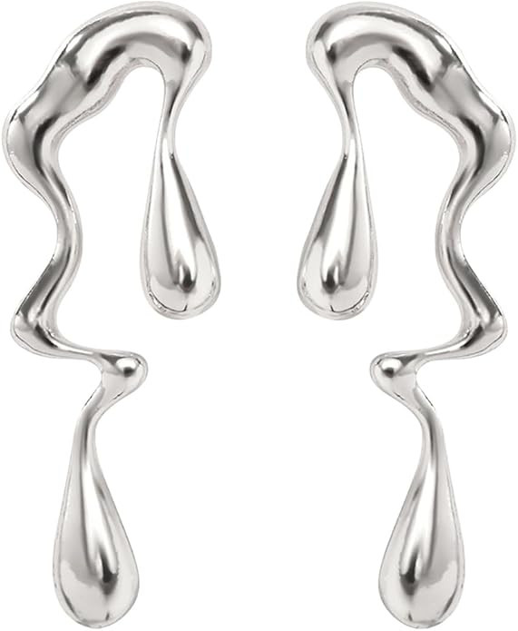 Irregular WaterDrop Earrings Melted Liquid Asymmetrical Drop Earrings for Women Embrace Minimalis... | Amazon (US)