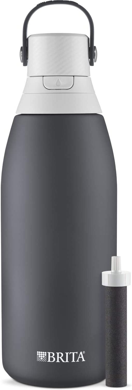 Brita Stainless Steel Water Filter Bottle, 32 Ounce, Carbon, 1 Count | Amazon (US)