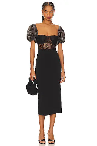 WeWoreWhat Underwire Corset Midi Lace Dress in Black from Revolve.com | Revolve Clothing (Global)
