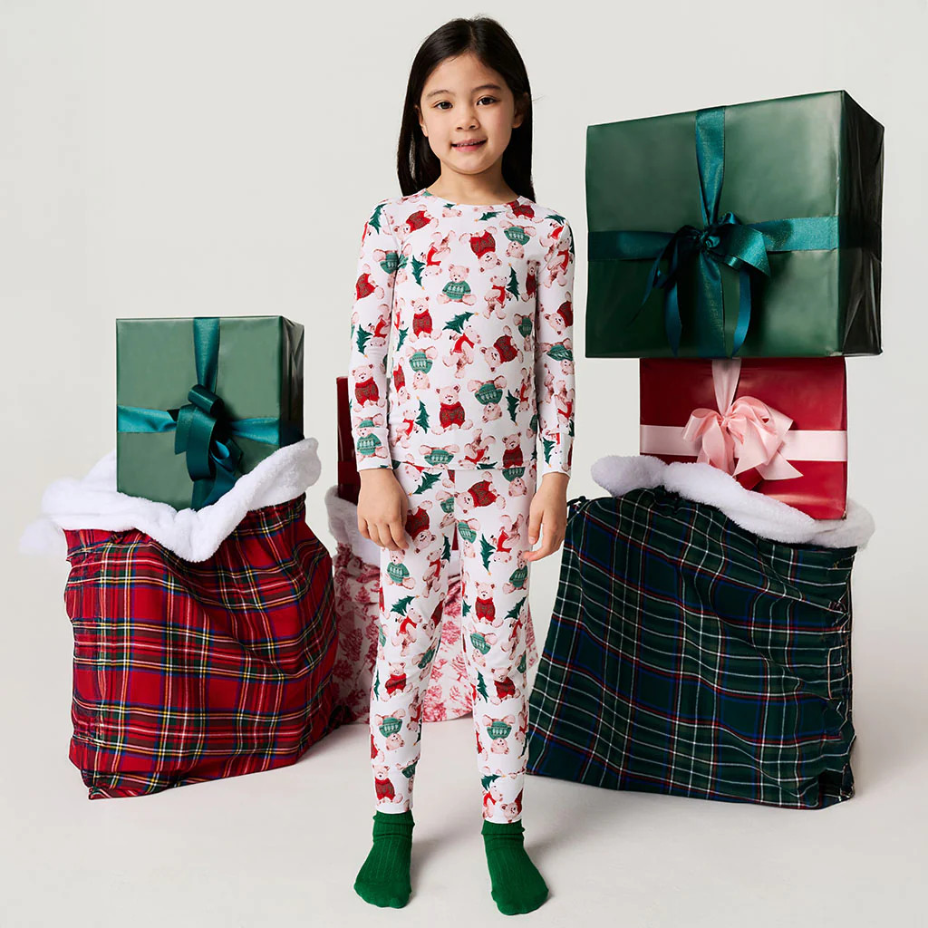 Holiday White Long Sleeve Toddler Pajamas | Lachlan | Posh Peanut