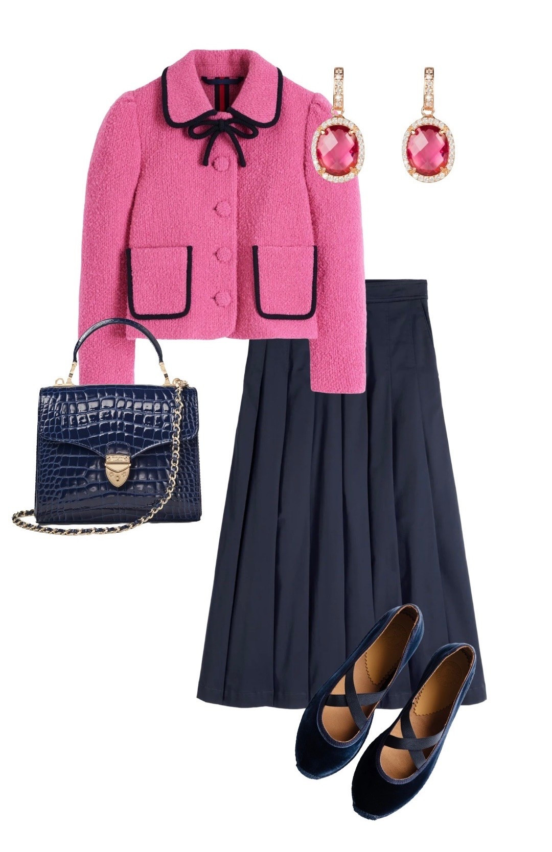 Boden have just launched some early fall AW26 and I’m in love! I agree with their prediction about this pink & navy tipped boucle jacket being a guaranteed sell-out, hence why I’m posting asap!

Pink Boucle Jacket and Aya Navy Sateen Midi Skirt - NEW at Boden

Midi Mayfair Handbag in Patent Midnight Blue Croc-effect Leather - Aspinal of London (also available in larger size) 

Navy Blue Velvet ‘Chico’ Espadrilles - NEW arrival at Penelope Chilvers 

Beatrice Oval Gemstone Pink Earrings - Latelita at Debenhams (currently 20% off)

#LTKstyletip #LTKshoes #LTKbag #LTKdatenight #LTKFashionMonth #LTKworkwear #LTKuk #LTKautumn #LTKeurope