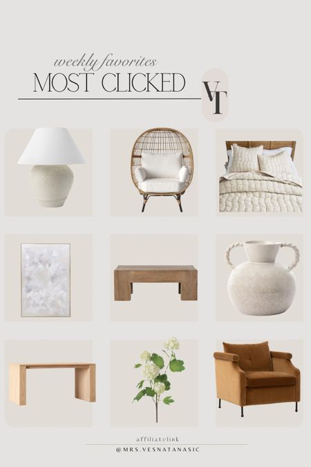 This week’s most clicked items include my master bedroom bedding, very similar to the affordable bedding I found for the boy’s room, my new table lamp and abstract art (which is on sale).

Living room, coffee table, accent chair, flowers, spring flowers, table lamp, mcgee and co, vase, kirklands, sale alert, home decor, 

#LTKhome #LTKSeasonal #LTKsalealert