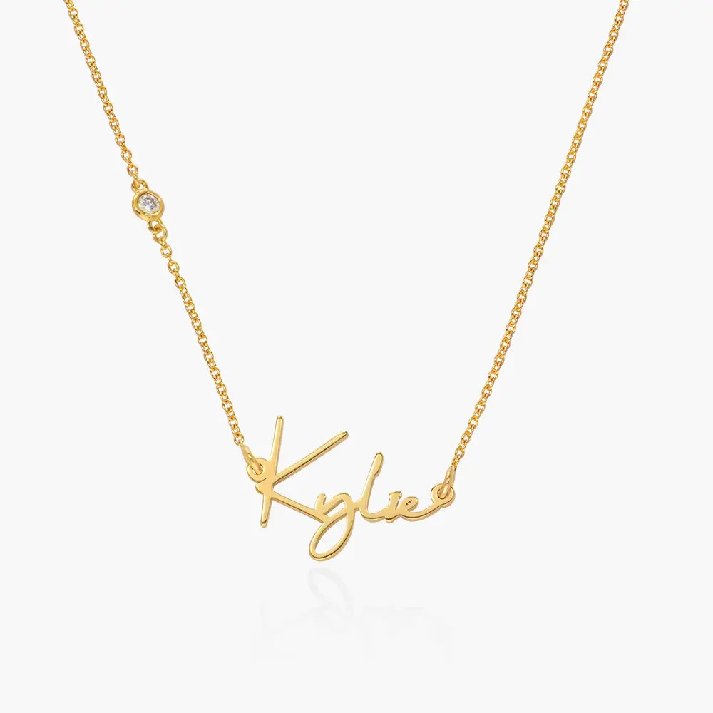 Belle Custom Name Necklace with Diamond - Gold Plated | Oak & Luna (US)