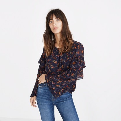 Ruffle-Sleeve Top in Climbing Vine | Madewell