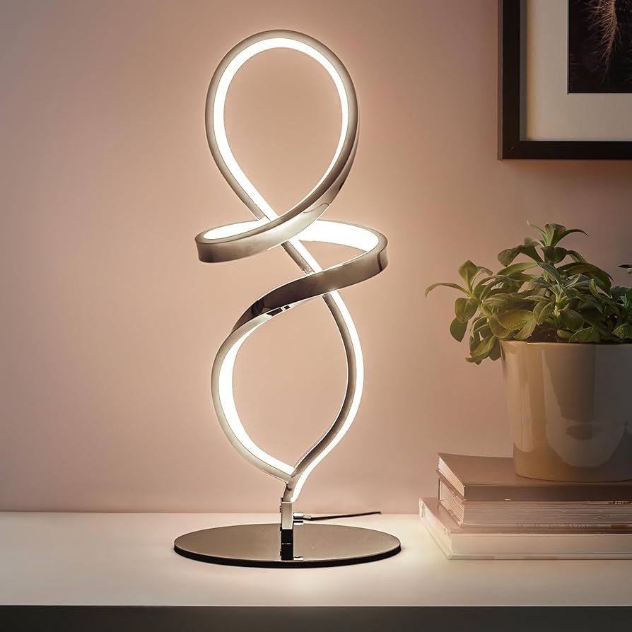 Modern Table Lamp, LED Spiral Lamp, Stepless Dimmable Bedside Lamp, Contemporary Nightstand Lamp,... | Amazon (US)