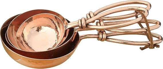 Creative Co-Op Hammered Stainless Steel Scoops with Leather Tie (Set of 4 Sizes) | Amazon (US)
