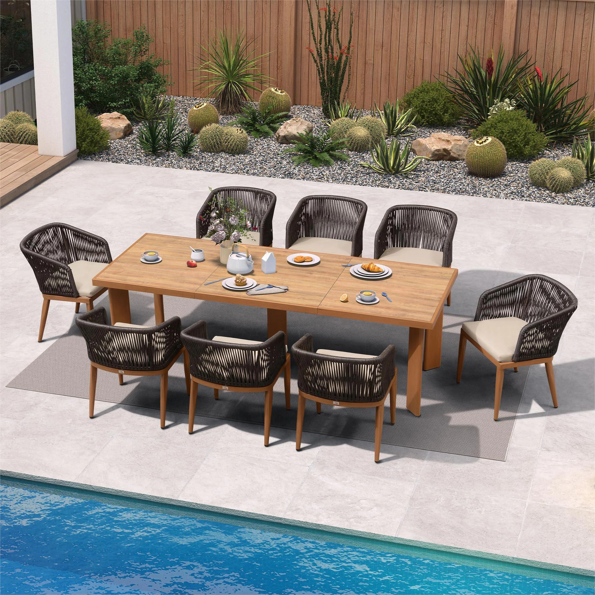8 - Person Patio Dining Set with Rectangular Table , Cushions Included | Wayfair North America