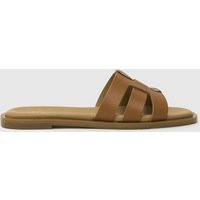 schuh tierney leather slider sandals in tan | Schuh