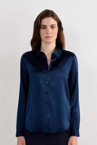 Intimissimi Silk Shirt Woman Blue Size S | Intimissimi (US)