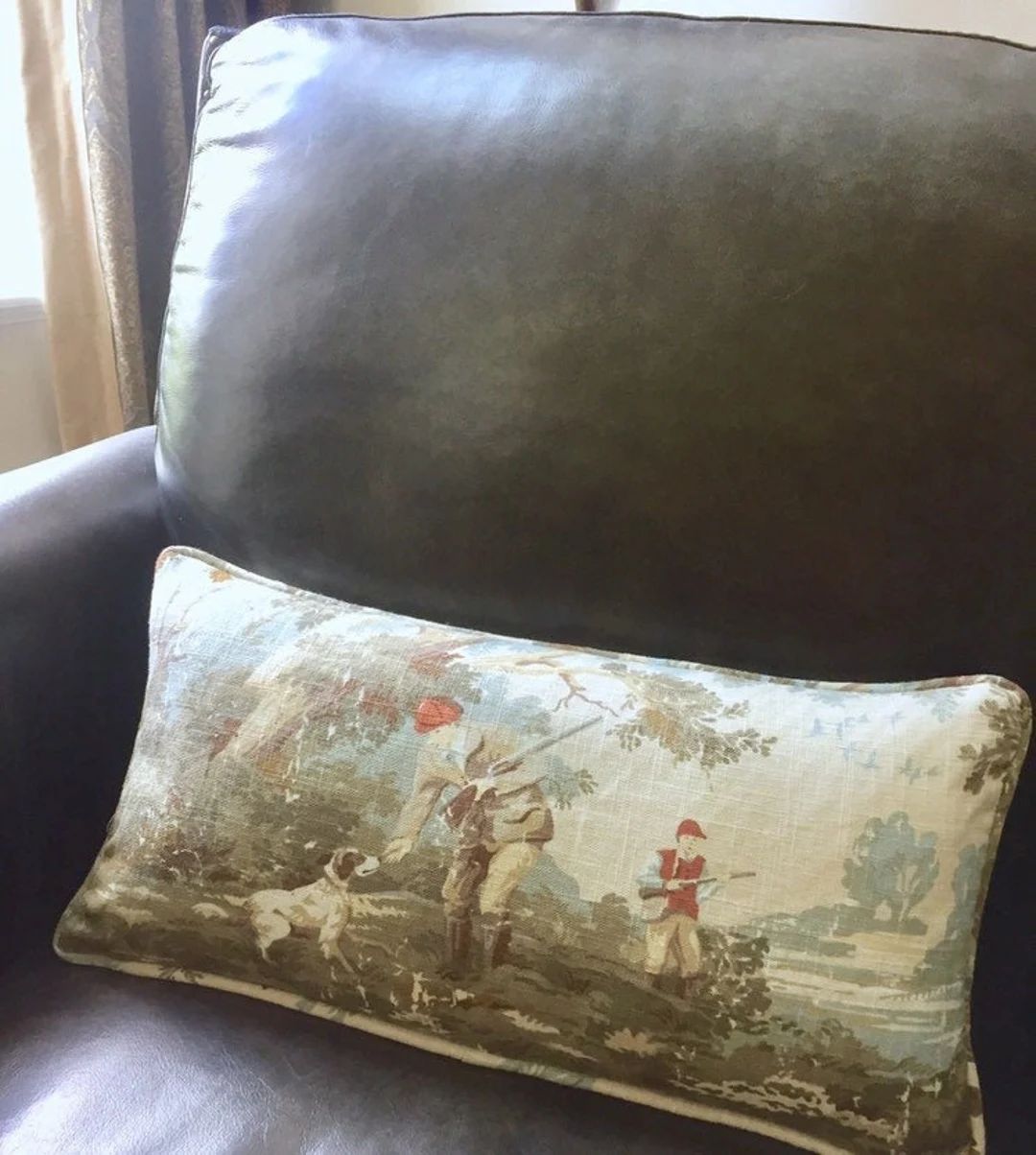 Hunt Scene Pillow Cover French Corded Throw Pillow Toile - Etsy | Etsy (US)