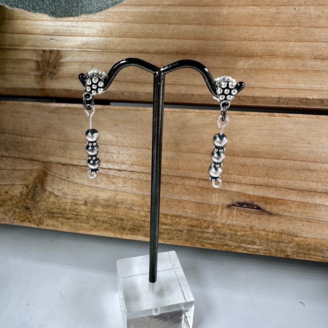 Stunning Navajo Pearl Earrings,  Beautiful Sterling Silver Earrings, Navajo Pearl Dangle Earrings... | Etsy (US)