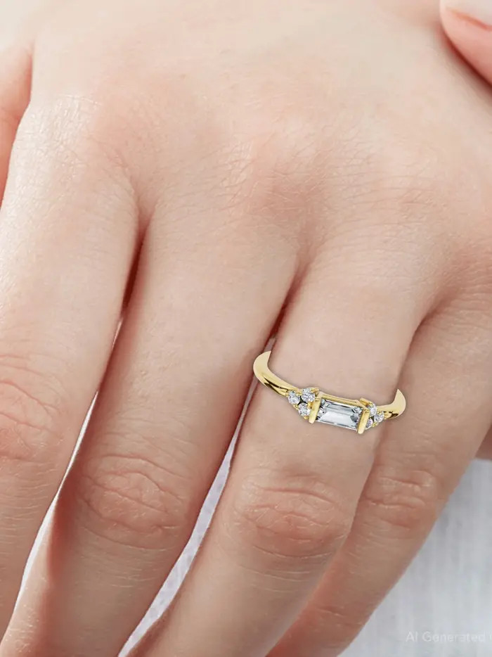 Emerald Diamond Stackable Wedding Ring Women Anniversary Band 14k Gold Lab Grown | Nordstrom