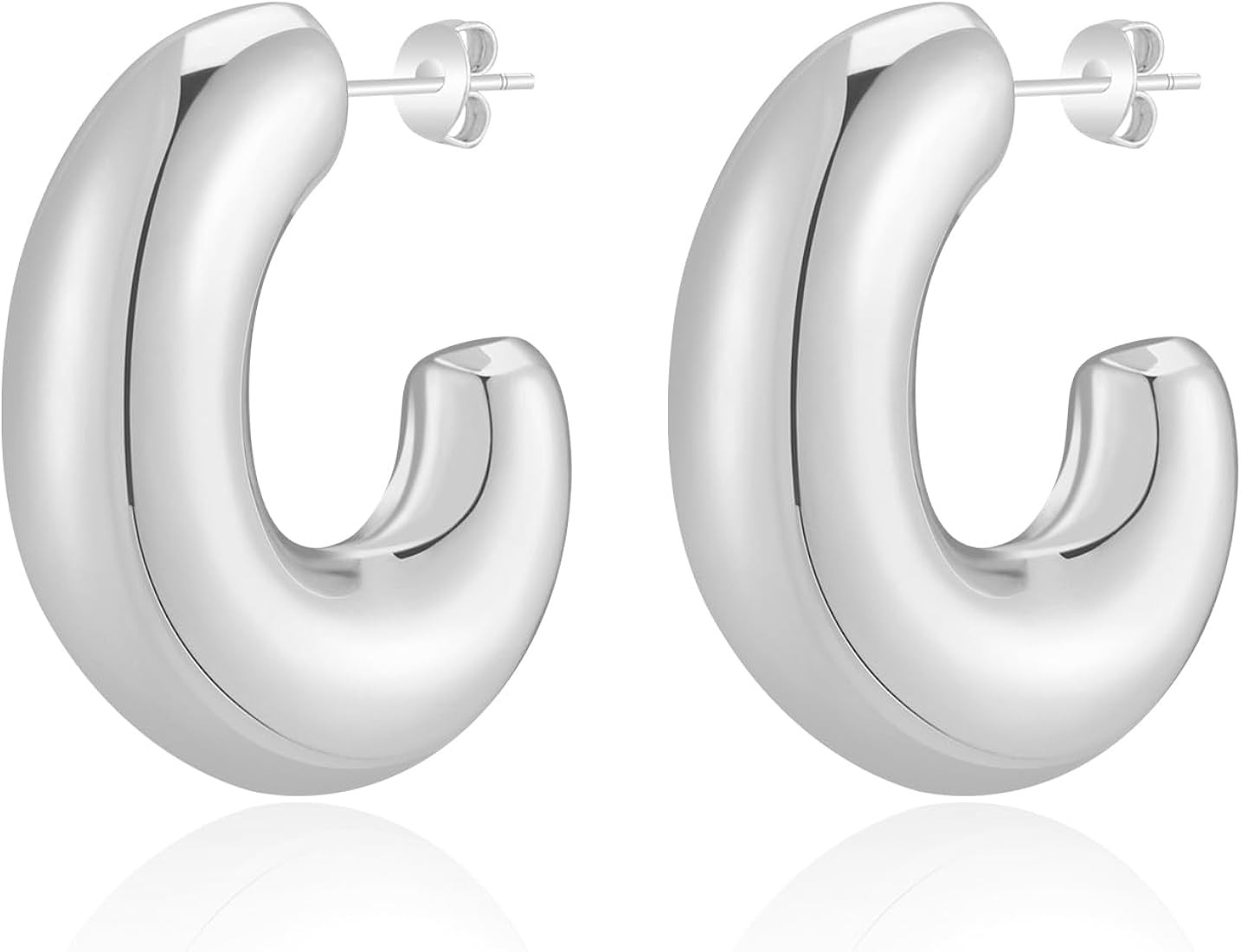 MESOVOR Chunky Gold Hoop Earrings for Women Girls, 18K Gold Plated Lightweight Hollow Thick Open ... | Amazon (UK)