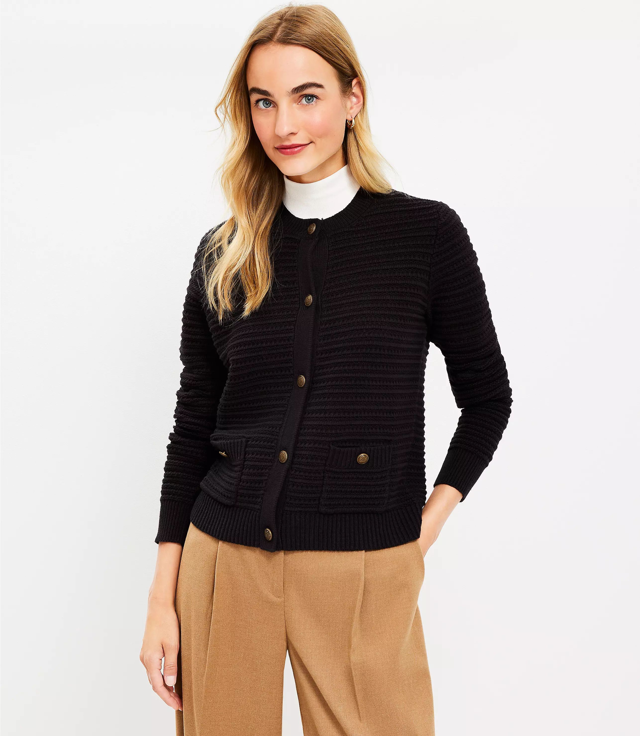 Petite Tweed Pocket Sweater Jacket | LOFT