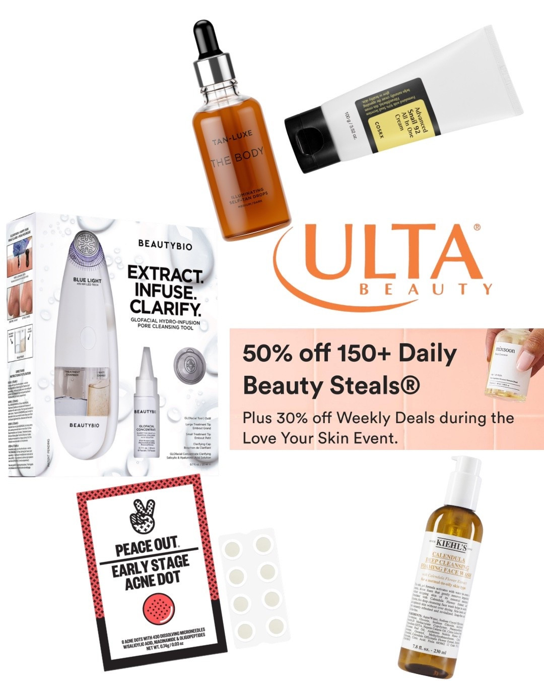 Today’s steals from Ulta’s Love Your Skin Event 🧖🏾‍♀️

#BeautyBio #TanLuxe #Cosrx #PeaceOut #Kiehls #Ulta #UltaBeauty #LoveYourSkinEvent #Skincare #Skin #LeahGlows

#LTKSaleAlert #LTKBeauty #LTKFindsUnder100