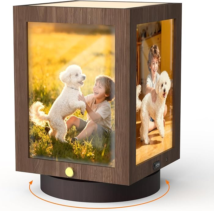 Mixoo 4x6 Picture Frame Light , Vintage Rotating Photo Frame Tabletop Lamp, Touch Desk Lamp for B... | Amazon (US)