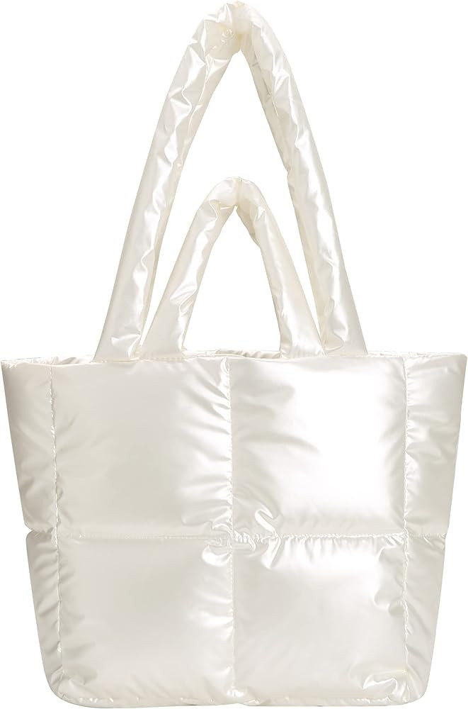 Plusfeel Puffer Tote Bag with Zipper for Women Quilted Soft Padded Shoulder Handbag Large Capacit... | Amazon (US)
