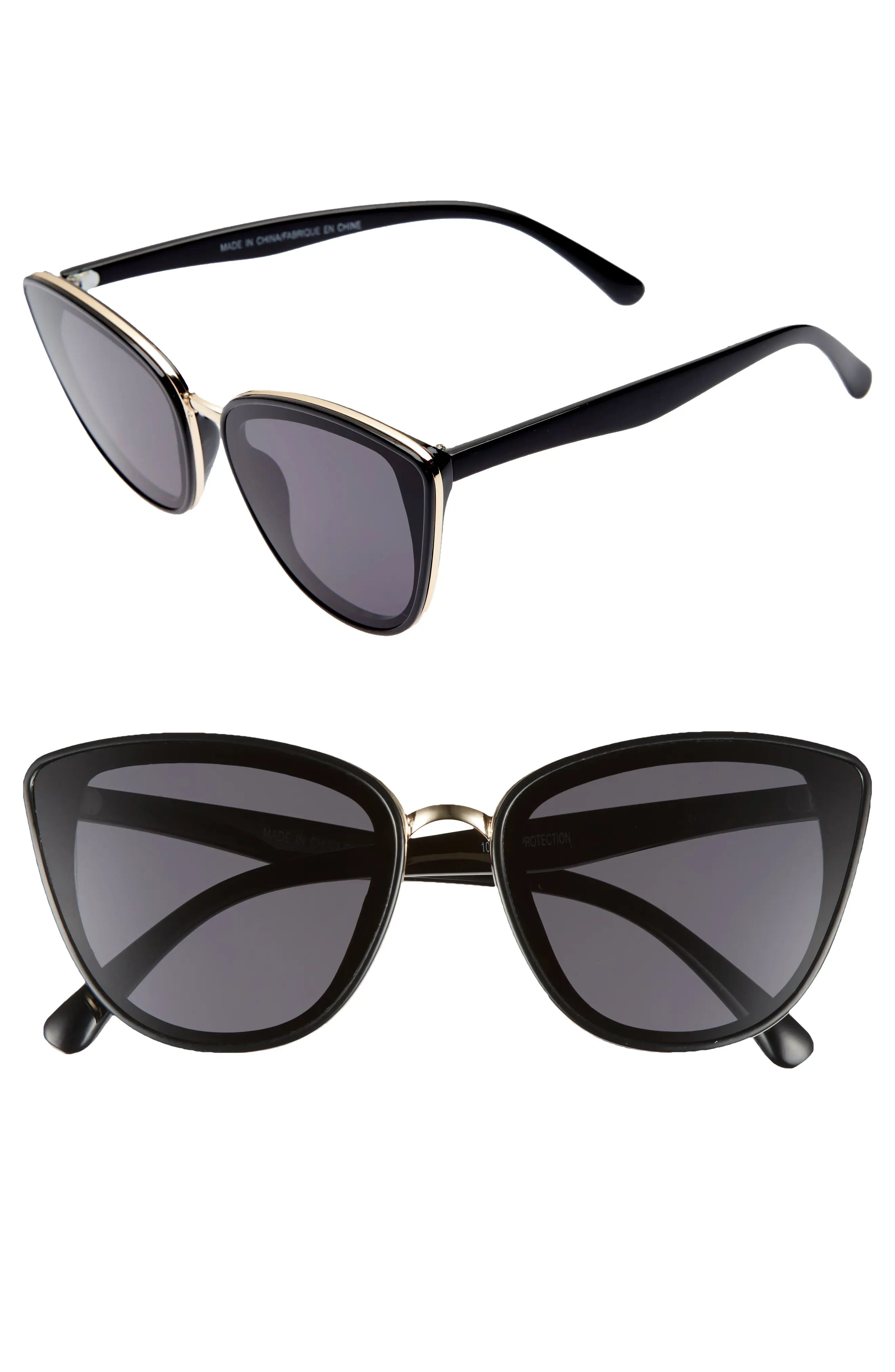 Women's Bp. 59Mm Perfect Cat Eye Sunglasses - Black/ Gold | Nordstrom