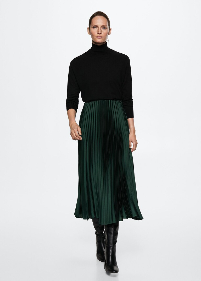 Satin pleated skirt | MANGO (US)
